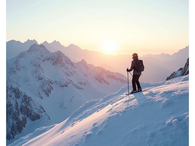 Helicopter dropping off skiers on a pristine, snow-covered mountain peak