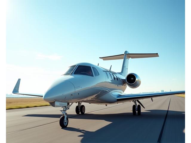 Sleek light jet on a tarmac, ready for departure