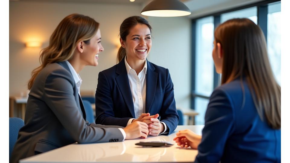 Professional team member assisting a client in a luxurious co-working space